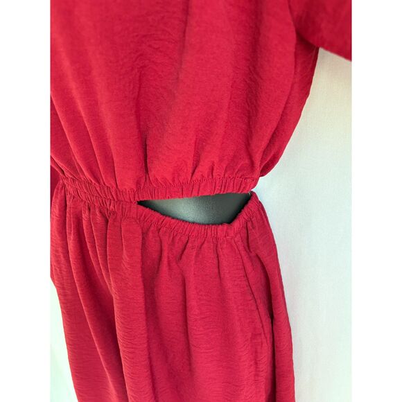 Speechless Red Long Sleeve Mini Fit n Flare Dress Size S Cutouts Sexy Romantic - Picture 5 of 9